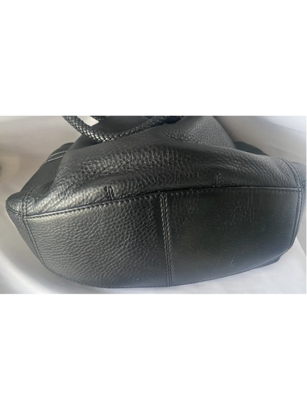 Cole Haan Black Hobo Purse Braided Strap EUC